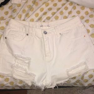 White jean shorts